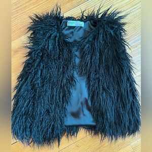 Super Chic Black Shaggy Vest
